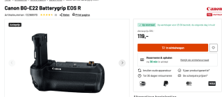 Canon BG-E22 Batterygrip EOS R voor 119 euro