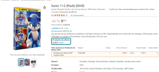 Pack pelis de Sonic 1+2 (DVD) por 9,99€