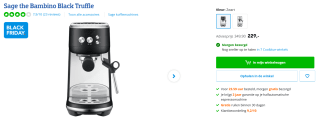 Sage the Bambino Black Truffle koffiemachine voor €229 bij Coolblue