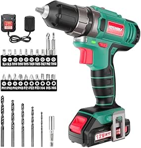 Taladro Atornillador 12V, HYCHIKA 21+1 Ajustes Par, 2 Velocidad ajustable por 31,98€