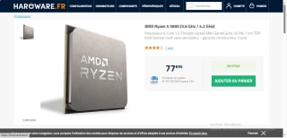 Processeur AMD Ryzen 5 3600 (3.6 GHz / 4.2 GHz) à 77,95€