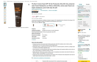 PIZ BUIN Crema Facial SPF 50 de Protección Alta 50ml protector solar facial hidratante con filtros UVA/UVB por solo 5,89€