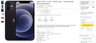 iPhone 12 Mini 128GB Negro Reacondicionado por $5,075 en Amazon