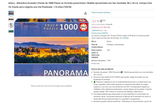 La Alhambra Granada Puzzle de 1000 Piezas en Formato panorámico de la marca Educa por 6,50€
