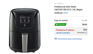 Freidora de aire Digital Oster CKSTAF18D-013 por $660 en Elektra