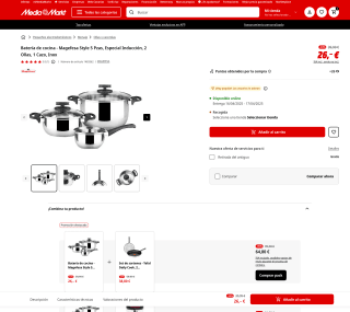 Batería de cocina Magefesa Style 5 Piezas Especial Inducción 2 Ollas 1 Cazo Inox por solo 26€