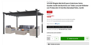 VEVOR Pérgola Retráctil para Exteriores 3x4m por 469,99€