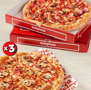 Black Friday Tres pizzas Medianas Telepizza 13,70€ con cupón 10€