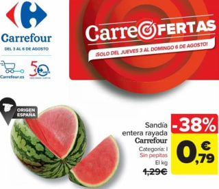 Sandía rayada Carrefour 5 kg aprox a 0,79€/kg