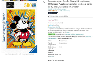 Puzzle Disney Mickey Mouse, 500 piezas marca Ravensburger por 7,28€
