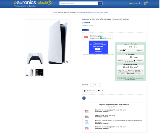 Consola PS5 Edición Digital Chasis C 825GB por 349€