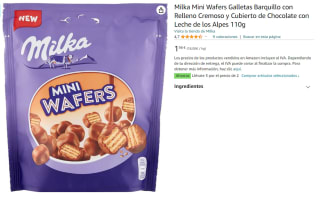 3 Paquetes de Milka Mini Wafers Galletas Barquillo con Relleno Cremoso y Cubierto de Chocolate con Leche de los Alpes 110g por 3.96€