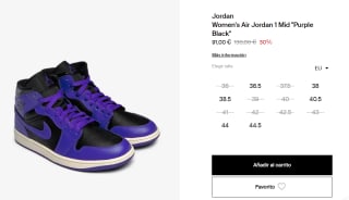 Zapatillas Nike Air Jordan 1 Mid "Purple Black" mujer por 77.35€