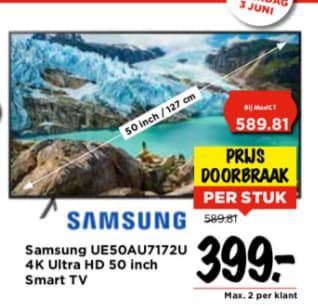 Samsung UE50AU7172U - 50 inch - 4K LED - 2021 -voor €399 bij Vomar
