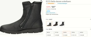 ECCO Bella dames enkellaars zwart voor €44 bij Amazon