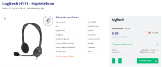 Logitech H111 - Koptelefoon voor €9 bij Azerty