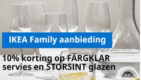 10% IKEA Family korting op FÄRGKLAR servies en STORSINT glazen bij IKEA