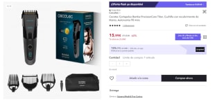 Cecotec Bamba PrecisionCare Titanium. Cortapelos con Cuchilla de Acero Inoxidable con Revestimiento de Titanio, Batería de Litio, Autonomía hasta 120 minutos, Uso con y sin Cable, 3 Peines por 11.2€