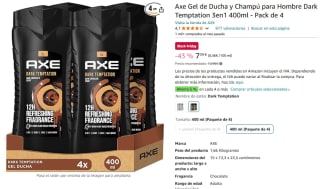 Pack de 4×400ml Axe Dark Temptation Gel por 7,39€
