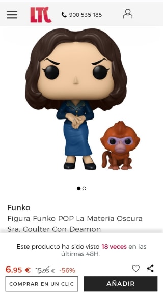 Figura Funko POP La Materia Oscura Sra. Coulter Con Deamon por 6,95€.