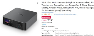 WiiM Ultra Music Streamer & Digitale Voorversterker voor €319,20 bij Amazon