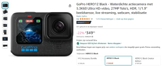 GoPro Hero 12 voor €329 bij Amazon