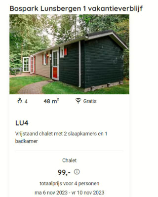 Vanaf €99 een weekend of midweek bij Roompot