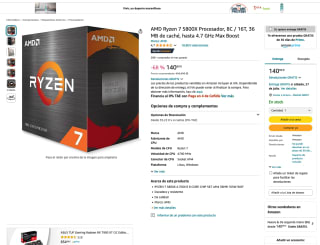 Procesador AMD Ryzen 7 5800X por solo 140,89€