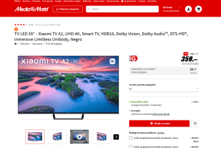 Smart TV LED 55" Xiaomi A2 UHD 4K HDR10 Dolby Vision por 359€