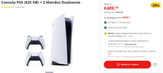 Consola PS5 (825 GB) + 2 Mandos Dualsense por 489€