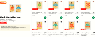 Kies & Mix plakken kaas 2 stuks voor €4,50 bij de Jumbo