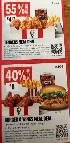 Diverse KFC kortingsbonnen