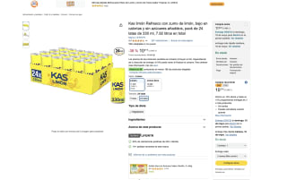 2 Packs de 24 latas de 330 ml Kas limón Refresco con zumo de limón 48 latas por solo 16,60€