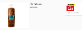 Fijn Volkoren Brood voor €0,98 bij de Lidl