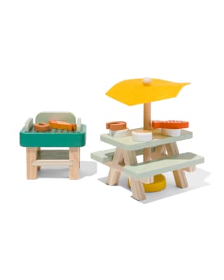Houten speelgoed barbecuesett 11-delig voor €4 bij de Hema