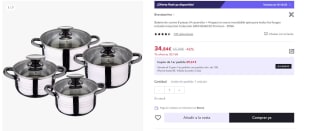 San Ignacio Bateria de cocina 8 piezas-acero inoxidable-tapas de vidrio por 34.84€ (Cuenta Nueva 22.84€)