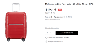 Maleta de cabina Samsonite Flux de 37 L por 119.99€