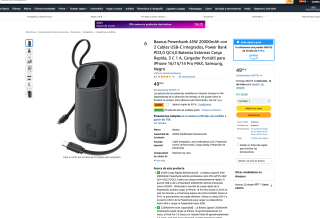 Baseus Powerbank 45W 20000mAh con 2 Cables USB-C Integrados por solo 34,99€