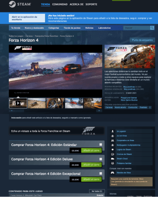 Forza Horizon 4 Edición Excepcional para PC Steam por 19,99€