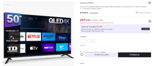 Smart TV 50 pulgadas QLED 4K Hey Google Official Assistant Android 11 por 227,99€ (Cuenta Nueva 215.99€)