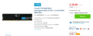 Crucial CT32G48C40U5 voor €48,27 bij Senetic