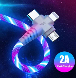 Cable USB luminoso de flujo 3 en 1 para iPhone 13, 12 Pro, Xiaomi por solo 1,99€ (solo desde WEB, no APP)
