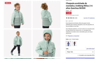 Chaqueta acolchada de montaña y trekking Niños 2-6 años Quechua NH500 por 11,99€