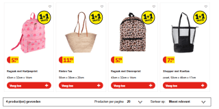 1+1 gratie op Tassen bij Kruidvat en Trekpleister