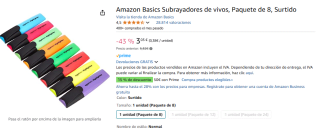 8 Subrayadores Amazon Basics por 2,73€