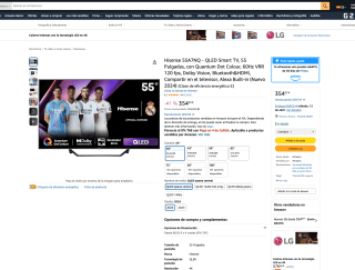 Hisense 55A7NQ QLED Smart TV 55" con Quantum Dot Colour 60Hz VRR 120 fps por solo 354€