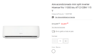 Aire Acondicionado Mini Split Inverter Hisense por $6,889 en Liverpool