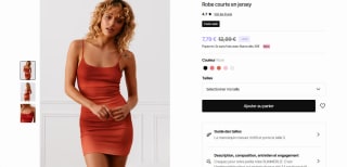 Robe Courte en Jersey à 7,79€