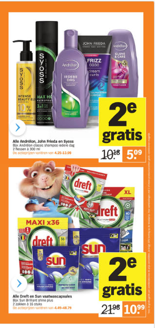 Albert Heijn Hamsterweken veel producten de 2de gratis
