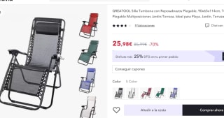 Silla tumbona plegable GREATOOL por solo 19,48€